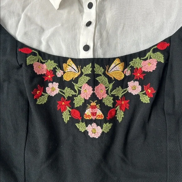 Anthropologie Maeve Long-Sleeve Embroidered Twofer Romper One-Piece Size 10 NEW - Picture 5 of 15